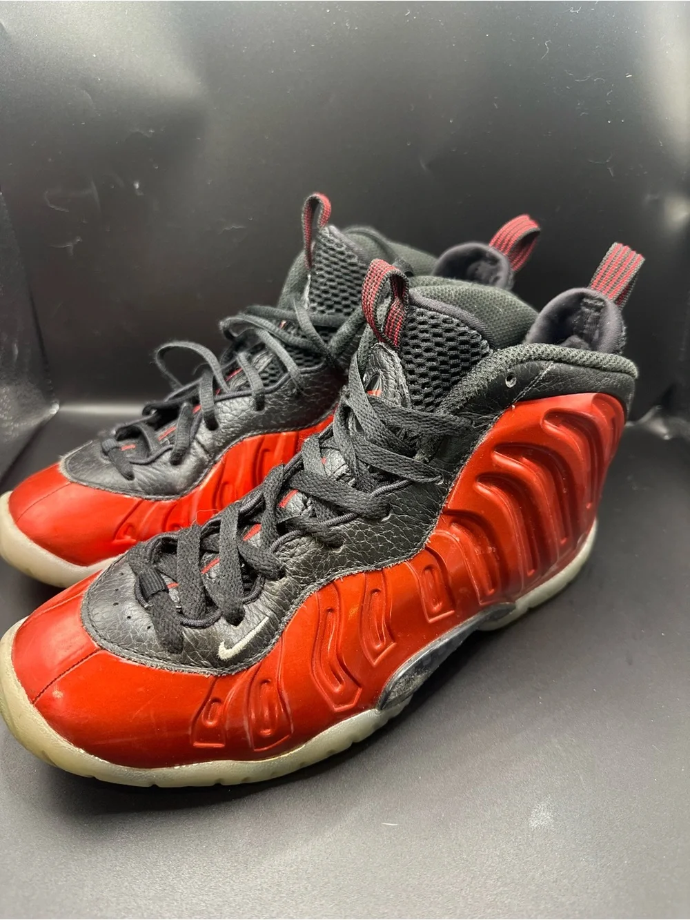 Nike Little Posite 1 Metallic Red Foamposite Sneakers Youth 6.5 Women’s 8
